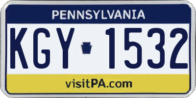 PA license plate KGY1532