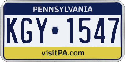 PA license plate KGY1547