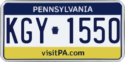 PA license plate KGY1550