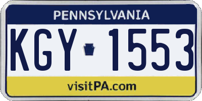 PA license plate KGY1553