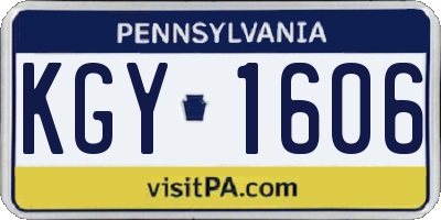 PA license plate KGY1606