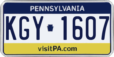 PA license plate KGY1607