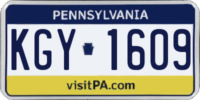 PA license plate KGY1609