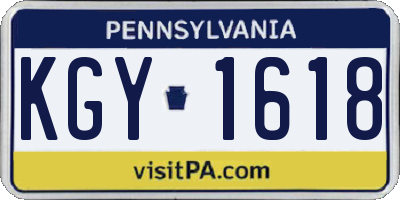 PA license plate KGY1618