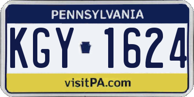 PA license plate KGY1624