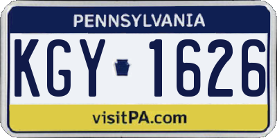 PA license plate KGY1626