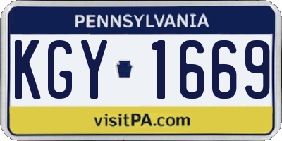 PA license plate KGY1669