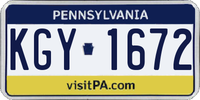 PA license plate KGY1672