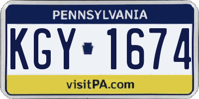 PA license plate KGY1674