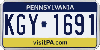 PA license plate KGY1691
