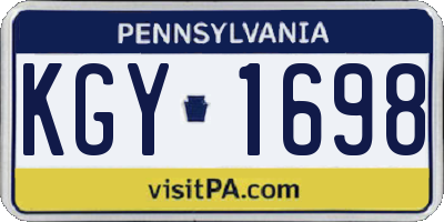 PA license plate KGY1698