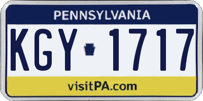 PA license plate KGY1717