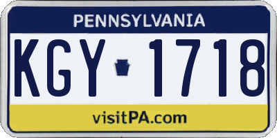 PA license plate KGY1718