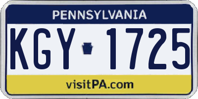 PA license plate KGY1725