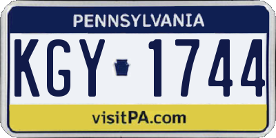 PA license plate KGY1744