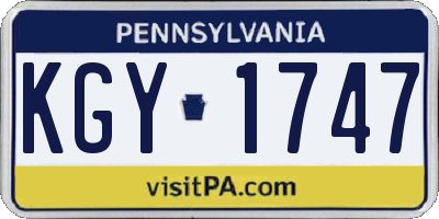 PA license plate KGY1747