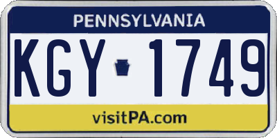 PA license plate KGY1749
