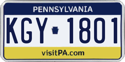 PA license plate KGY1801