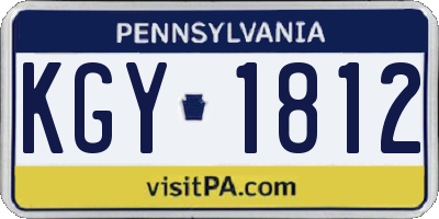 PA license plate KGY1812