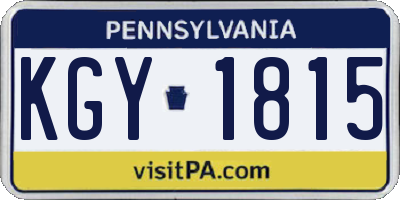 PA license plate KGY1815