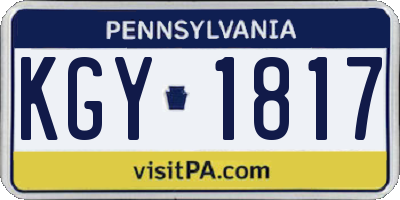 PA license plate KGY1817