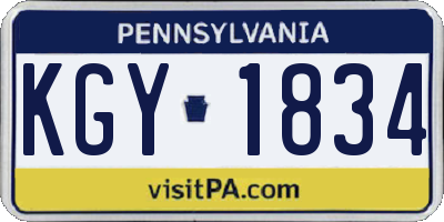 PA license plate KGY1834