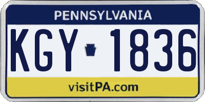 PA license plate KGY1836