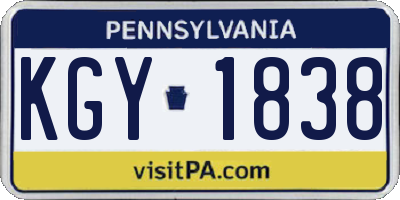 PA license plate KGY1838