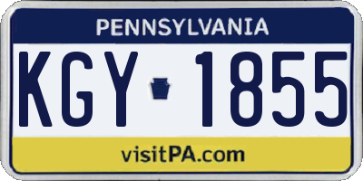 PA license plate KGY1855