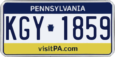PA license plate KGY1859