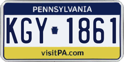 PA license plate KGY1861