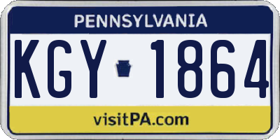 PA license plate KGY1864