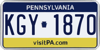 PA license plate KGY1870