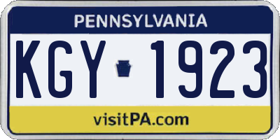 PA license plate KGY1923