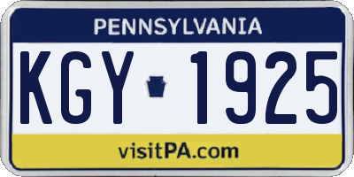 PA license plate KGY1925