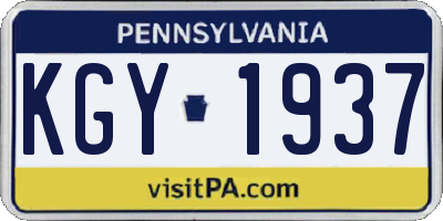 PA license plate KGY1937