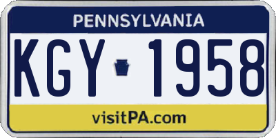 PA license plate KGY1958