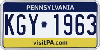 PA license plate KGY1963