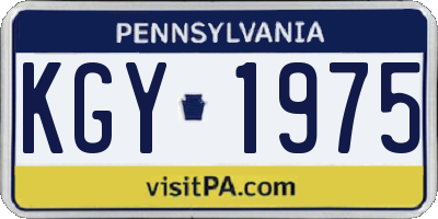 PA license plate KGY1975