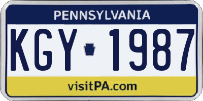 PA license plate KGY1987