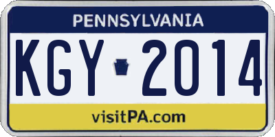 PA license plate KGY2014