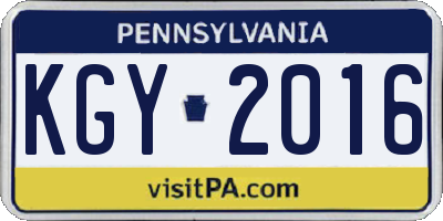 PA license plate KGY2016