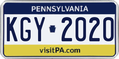 PA license plate KGY2020