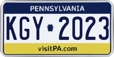 PA license plate KGY2023