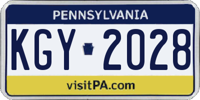 PA license plate KGY2028