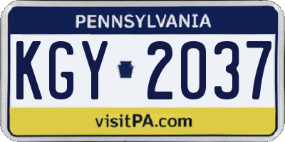 PA license plate KGY2037