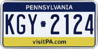 PA license plate KGY2124