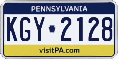 PA license plate KGY2128