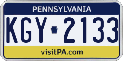 PA license plate KGY2133