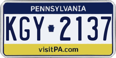 PA license plate KGY2137